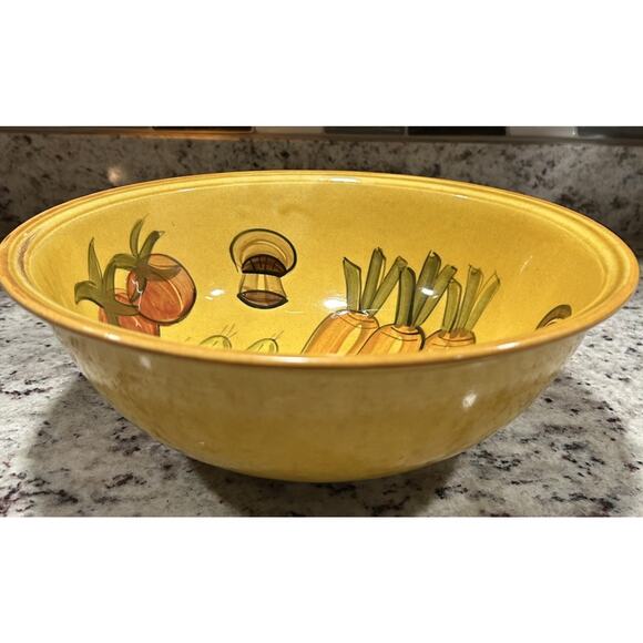 Vintage 1971 Los Angeles Potteries Hand Painted Vegetable Design Serving Bowl - Picture 3 of 8